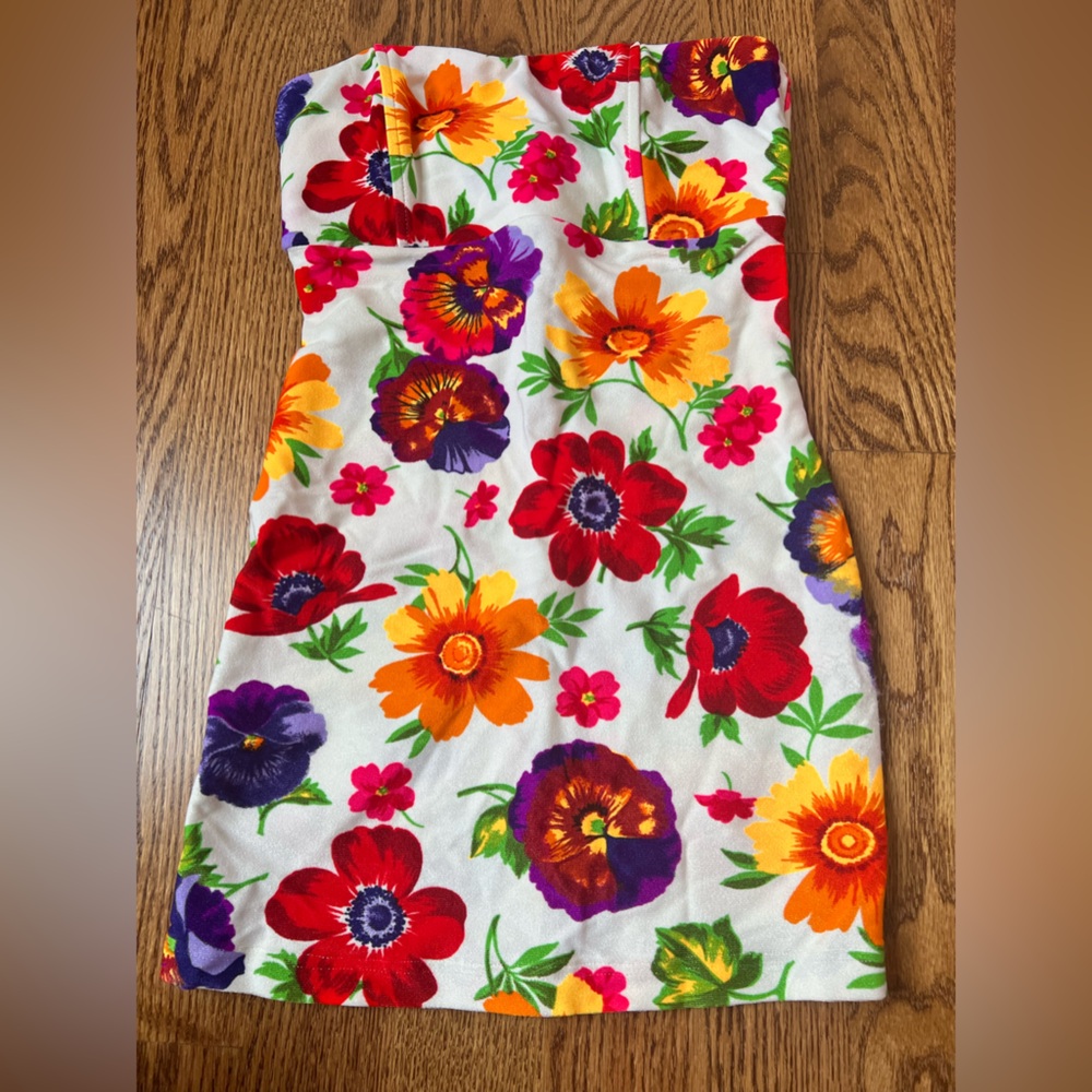 American Apparel Flower Mini Heart Strapless Dress